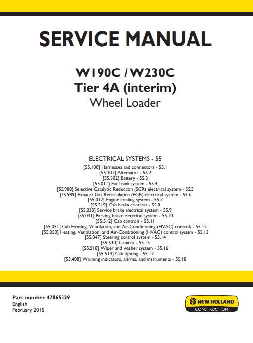 New Holland W190C , New Holland W230C Wheel Loader Service Repair Manual (ELECTRICAL SYSTEMS) - Image 2