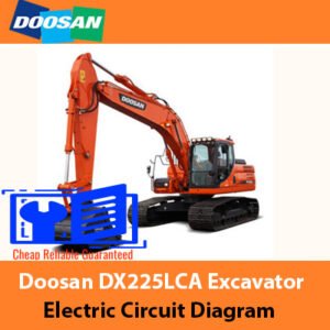 Electric circuit diagram of a Doosan DX225LCA excavator, detailing connections and components for electrical systems