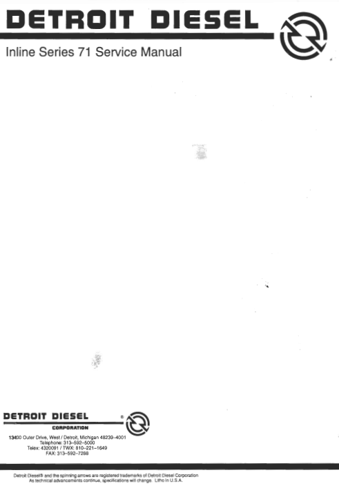 Detroit Diesel Inline Series 71 Engine Service Repair Manual - Image 2