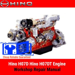 Hino H07D and H07DT engine workshop repair manual cover, featuring technical illustrations and detailed instructions
