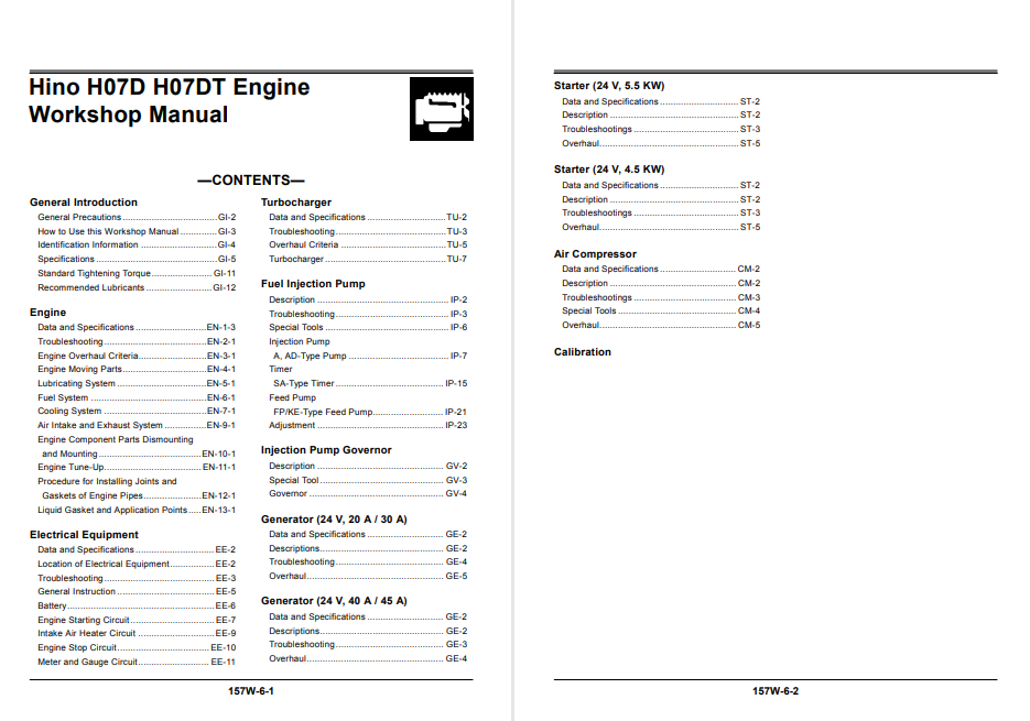 Hino H07D Hino H07DT Engine Workshop Repair Manual - Image 2