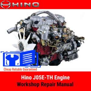 Hino J05E-TH Engine Workshop Repair Manual with images of engine components and step-by-step repair procedures
