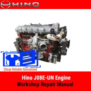 Hino J08E-UN Engine Workshop Repair Manual with images of engine components and step-by-step repair procedures
