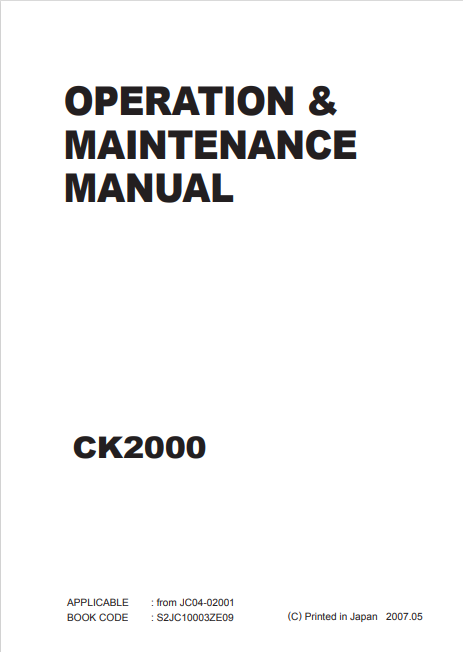 Kobelco CK2000 Crane Operation & Maintenance Manual - Image 2