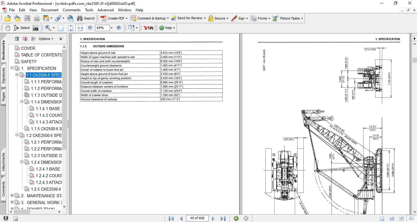 Kobelco CK2500-II , Kobelco CKE2500-II Crane Workshop Repair Manual - Image 3