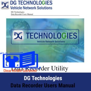 DG Technologies Data Recorder Users Manual with the title prominently displayed alongside an image of the data recorder