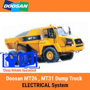 Diagram of the electrical system for Doosan MT26 and MT31 dump trucks, highlighting key components and connections