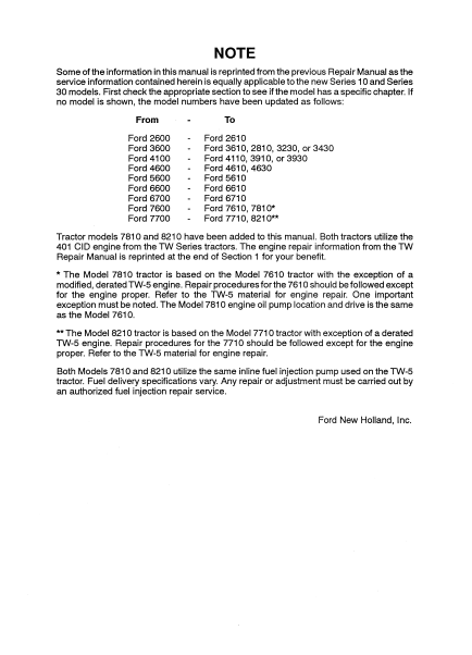Ford Series 10 and Ford Series 30 Tractor Service Repair Manual - Image 5