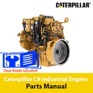 Caterpillar C9 Industrial Engine Parts Manual cover featuring detailed diagrams and parts lists for engine maintenance