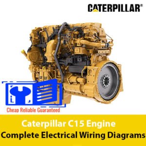 Complete electrical wiring diagrams for the Caterpillar C15 engine, highlighting essential connections and configurations