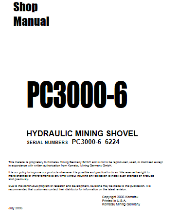 Komatsu PC3000-6 Mining Shovel Workshop Repair Manual - Image 2