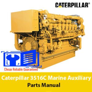 Caterpillar 3516C Marine Auxiliary Parts Manual cover featuring technical illustrations and part specifications