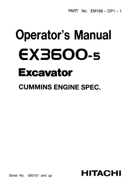 Hitachi EX3600-5 Excavator Operator’s Manual - Image 2