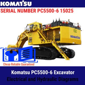 Diagrams illustrating the electrical and hydraulic systems of the Komatsu PC5500-6 for maintenance and troubleshooting
