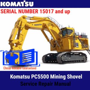 Komatsu PC5500 Mining Shovel Service Repair Manual cover featuring the model and technical illustrations