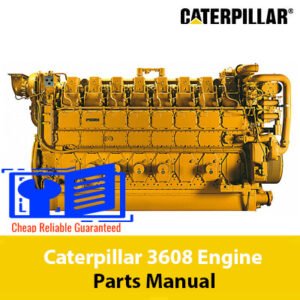 Caterpillar 3608 engine parts manual cover featuring detailed diagrams and part descriptions for maintenance and repair