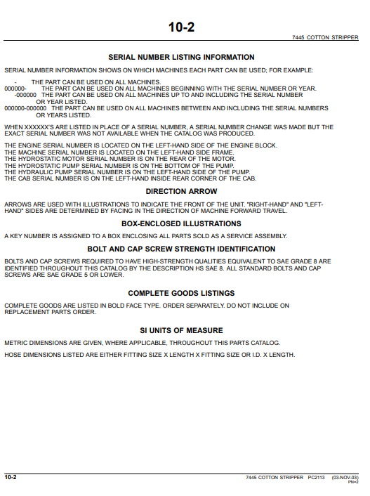 John Deere 7445 Cotton Stripper Parts Catalog - Image 4