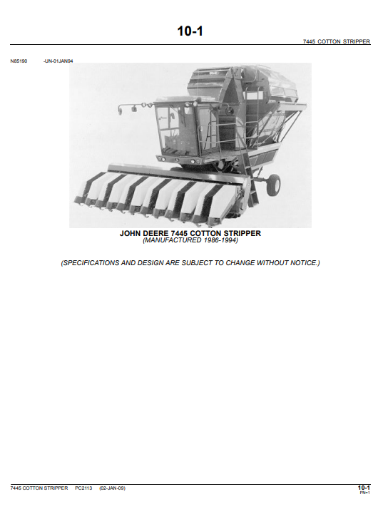 John Deere 7445 Cotton Stripper Parts Catalog - Image 3