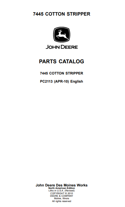John Deere 7445 Cotton Stripper Parts Catalog - Image 2