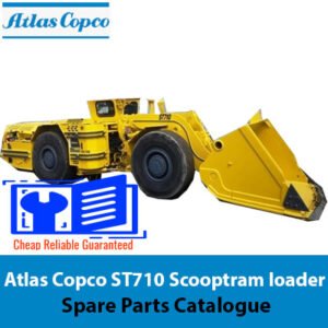 Atlas Copco ST710 Scooptram loader spare parts catalogue, displaying various components and their identification details