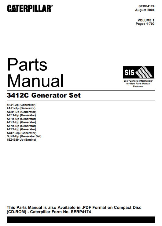 Caterpillar 3412C Generator Set Parts Manual - Image 2