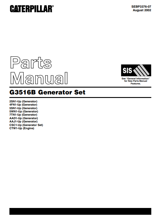 Caterpillar G3516B Generator Set Parts Manual - Image 3