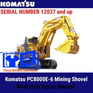 Komatsu PC8000E-6 Mining Shovel Workshop Repair Manual cover featuring the model and technical illustrations