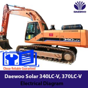 Diagram illustrating the electrical systems of Daewoo Solar 340LC-V and 370LC-V, showing connections and components