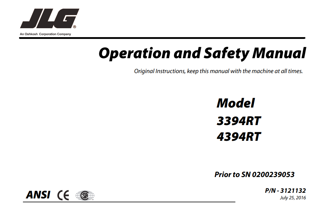 JLG 3394RT, JLG 4394RT Scissor Lift Operation and Safety Manual - Image 3