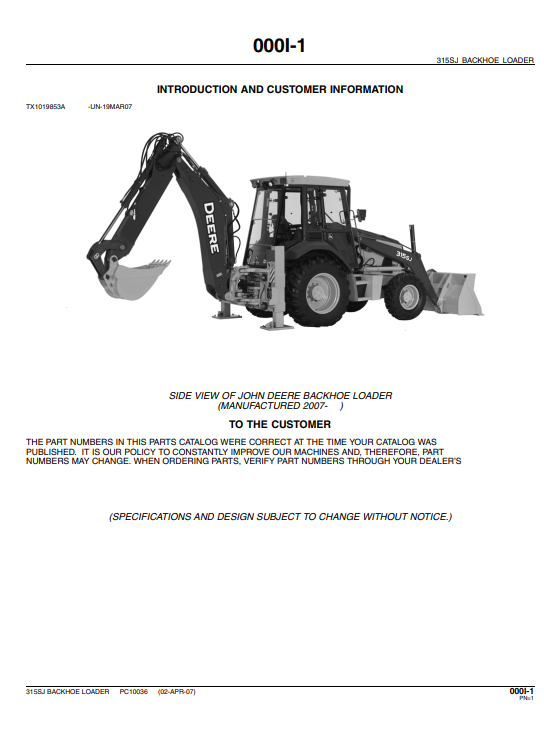 John Deere 315SJ Backhoe Loader Parts Catalog - Image 4