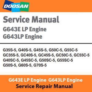 Doosan G Series Engines Service Repair Manual cover featuring technical illustrations and detailed service instructions