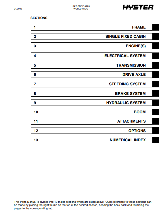 Hyster HR45-EC, Hyster HR48-EC (A228) Forklift Parts Manual - Image 3