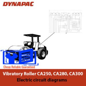 Detailed electric circuit diagrams for Dynapac CA250, CA280, and CA300 vibratory rollers, highlighting key electrical components