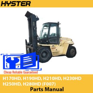 Hyster forklift parts manual covering models H170HD, H190HD, H210HD, H230HD, H250HD, and H280HD with detailed information