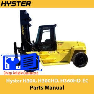 Parts manual for Hyster H300, H300HD, and H360HD-EC forklifts, providing essential information on parts and maintenance