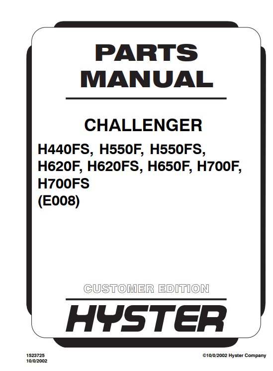 Hyster H440FS, H550F, H550FS, H620F, H620FS, H650F, H700F, H700FS (E008) Forklift Parts Manual - Image 2