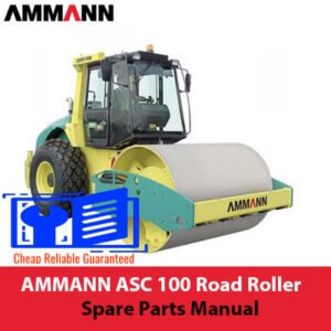 Cover of the AMMANN ASC 100 Road Roller Spare Parts Manual, showcasing diagrams and detailed part information