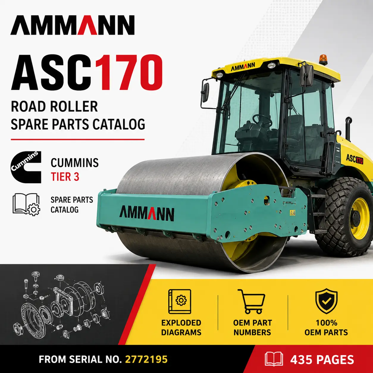 AMMANN ASC170 Road Roller Spare Parts Catalog Manual PDF From Serial No. 2772195