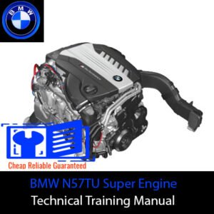 Technical training session on the BMW N57TU Super Engine, featuring diagrams and engine components for educational purposes