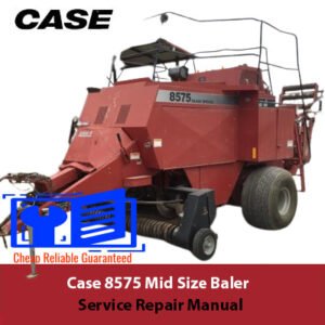 Case 8575 Mid Size Baler Service Repair Manual cover featuring the title and an illustration of the baler