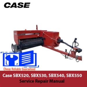 Service repair manual for Case SBX520, SBX530, SBX540, and SBX550 balers, displaying diagrams and maintenance guidelines