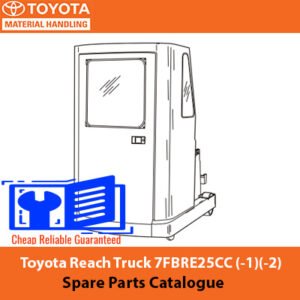 Toyota 7FBRE25CC Reach Truck spare parts catalogue cover featuring detailed parts and diagrams for maintenance and repair