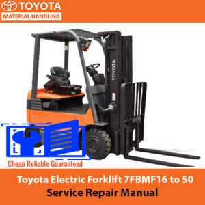 Toyota 7FBMF16 to 50 electric forklift service repair manual, showcasing diagrams and instructions for maintenance and repairs