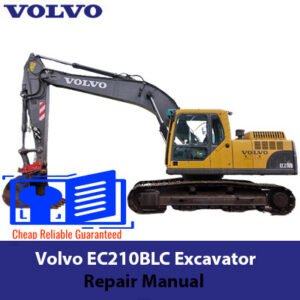 Volvo EC210BLC Excavator Repair Manual with an image of the excavator and essential maintenance guidelines