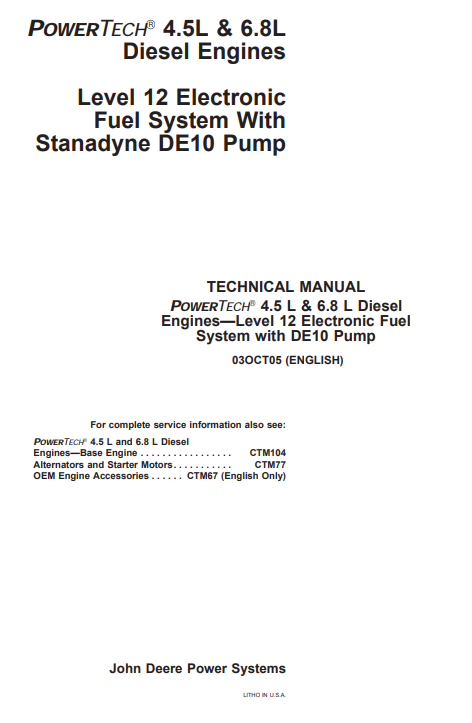POWERTECH 4.5 L & 6.8 L Diesel Engines—Level 12 Electronic Fuel System with DE10 Pump