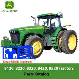 Comprehensive parts catalog for John Deere 8120, 8220, 8320, 8420, and 8520 tractors, including diagrams and part numbers