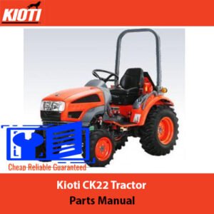 Kioti CK22 Tractor Parts Manual cover featuring a detailed illustration of the tractor and parts list