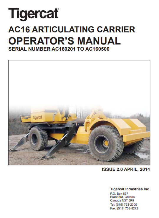 tigercat operator manual