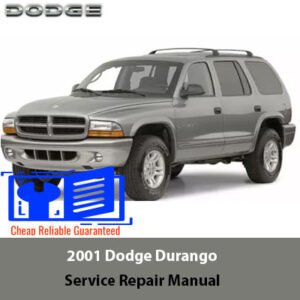 2001 Dodge Durango service repair manual cover featuring the vehicle and technical illustrations for maintenance guidance