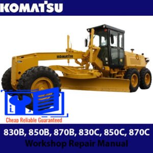 Repair manual detailing maintenance for Komatsu 830B, 850B, 870B, 830C, 850C, and 870C motor graders